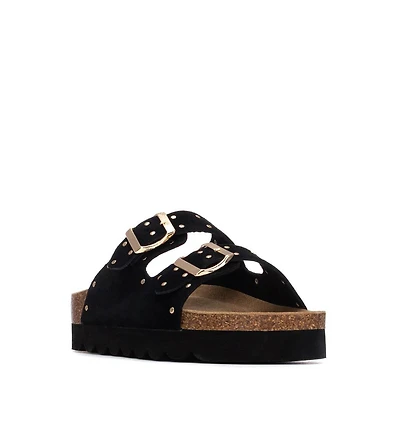 Xti Women's Refresh Collection Eyelets Double Strap Buckle Flat Sandals