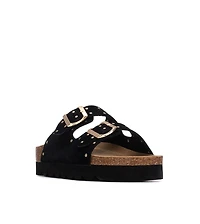 Xti Women's Refresh Collection Eyelets Double Strap Buckle Flat Sandals