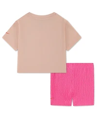 Nike Girls' 2T-4T Short-Sleeve T-Shirt and Shorts, 2-Piece Set