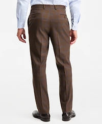 Tayion Collection Men's Classic-Fit Brown Plaid Suit Separate Pants