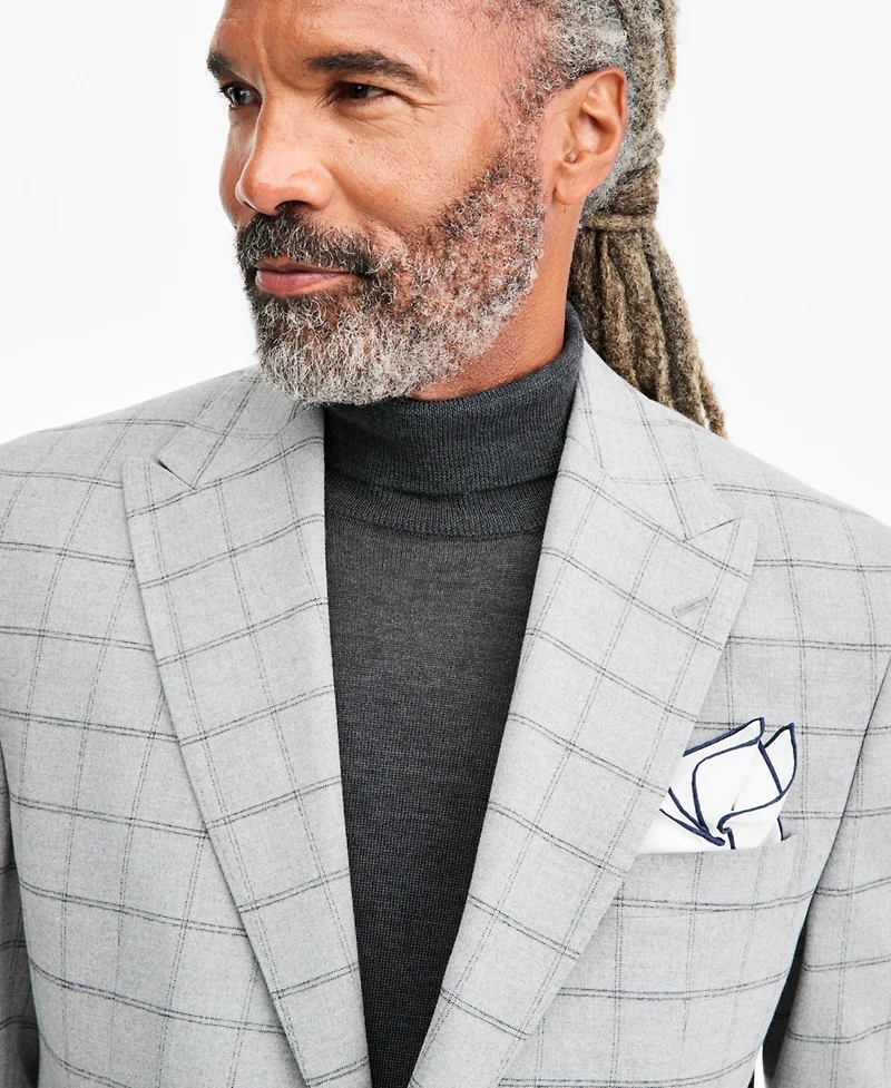 Tayion Collection Men's Classic-Fit Gray & Black Check Suit Separate Jacket