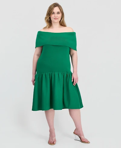 Full Corcle Trends Trendy Plus Marilyn Off-The-Shoulder Dress
