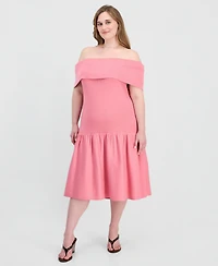 Full Corcle Trends Trendy Plus Marilyn Off-The-Shoulder Dress