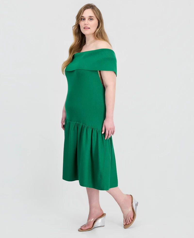Full Corcle Trends Trendy Plus Marilyn Off-The-Shoulder Dress