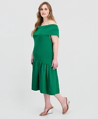 Full Corcle Trends Trendy Plus Marilyn Off-The-Shoulder Dress