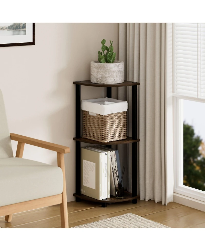 Homlux 3 Tier Decorative Corner Bookshelf Display Rack