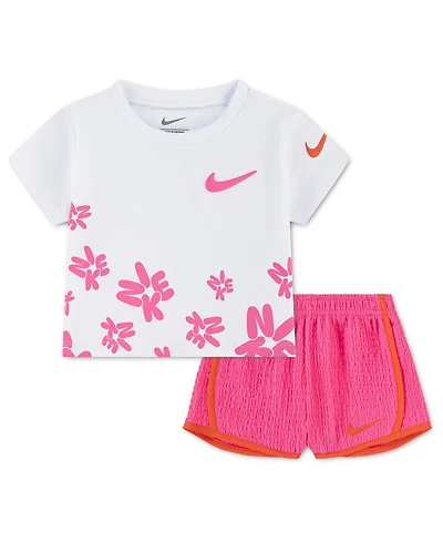 Nike Baby Girls' Short-Sleeve T-Shirt and Shorts, 2-Piece Set