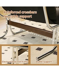 Rainsken Modern Pu Leather Accent Chair, Reading Chair with Metal Legs and Soft Padded for Home Office, Living Room