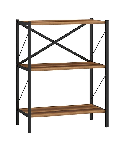 Slickblue 3 Tier Bookcase with Heavy Duty Metal Frame Industrial Shelf