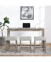 Maison Boucle 4-Piece Bar Table Set with Power Outlet, 36" Counter and 3 Stools