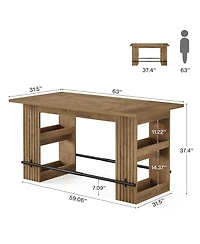 Tribesigns 63-Inch Bar Table, Home Bar Units with Footrest & Storage Shelves, Counter Height Pub Dining Table