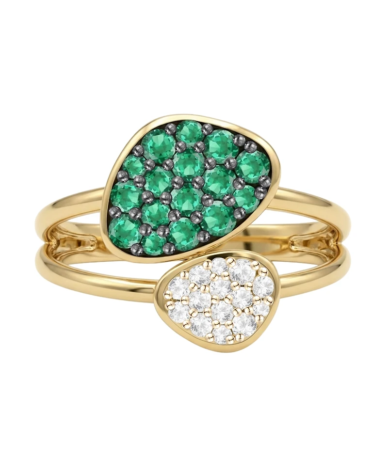 Macy's Lab Grown Ruby (3/4 ct. t.w.) & White Sapphire (1/4 Ring 14k Gold Over Sterling Silver (Also Available Emerald Sapp