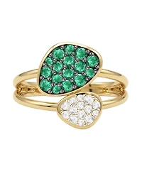 Macy's Lab Grown Ruby (3/4 ct. t.w.) & White Sapphire (1/4 Ring 14k Gold Over Sterling Silver (Also Available Emerald Sapp