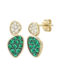 Macy's Lab Grown Ruby (1 ct. t.w.) & White Sapphire (1/3 Earrings 14k Gold Over Sterling Silver (Also Available Emerald Sa