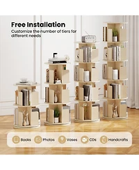 Slickblue 5-Tier Rotating Bookshelf 360degree(s) Display Rack with Dividers and Anti-falling