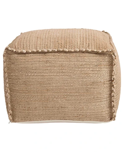 Storied Home Handwoven 24" Jute Pouf with Flanged Edges