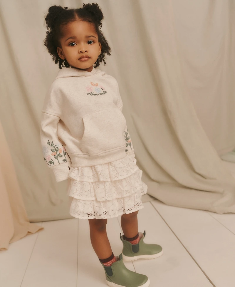 abercrombie kids Girls' Essentials Embroidered Pullover Hoodie