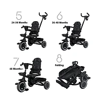Kinder King 8-in-1 Folding Kids Tricycle Stroller with Adjustable Push Handle, Convertible Toddler