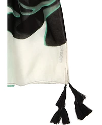 Olsen Abstract Leaf Print Tassel Scarf