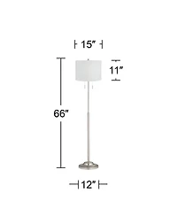 360 Lighting Abba Modern Floor Lamp Standing 66 Tall Brushed Nickel Silver White Plastic Weave Drum Shade for Living Room Bedroom Office House Home