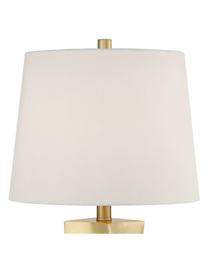 360 Lighting Arabella 25 High Geometric Modern 3-Way Table Lamps Set of 2 Gold Finish Shade Living Room Bedroom Bedside House