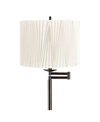 360 Lighting Gabrielle Modern 60 1/2 Tall Standing Floor Lamp Adjustable Swing Arm Brown Metal Bronze Finish Pleated Diamond Shade