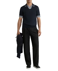 Reiss Men's Tipped Open-Collar Knitted Polo Shirt