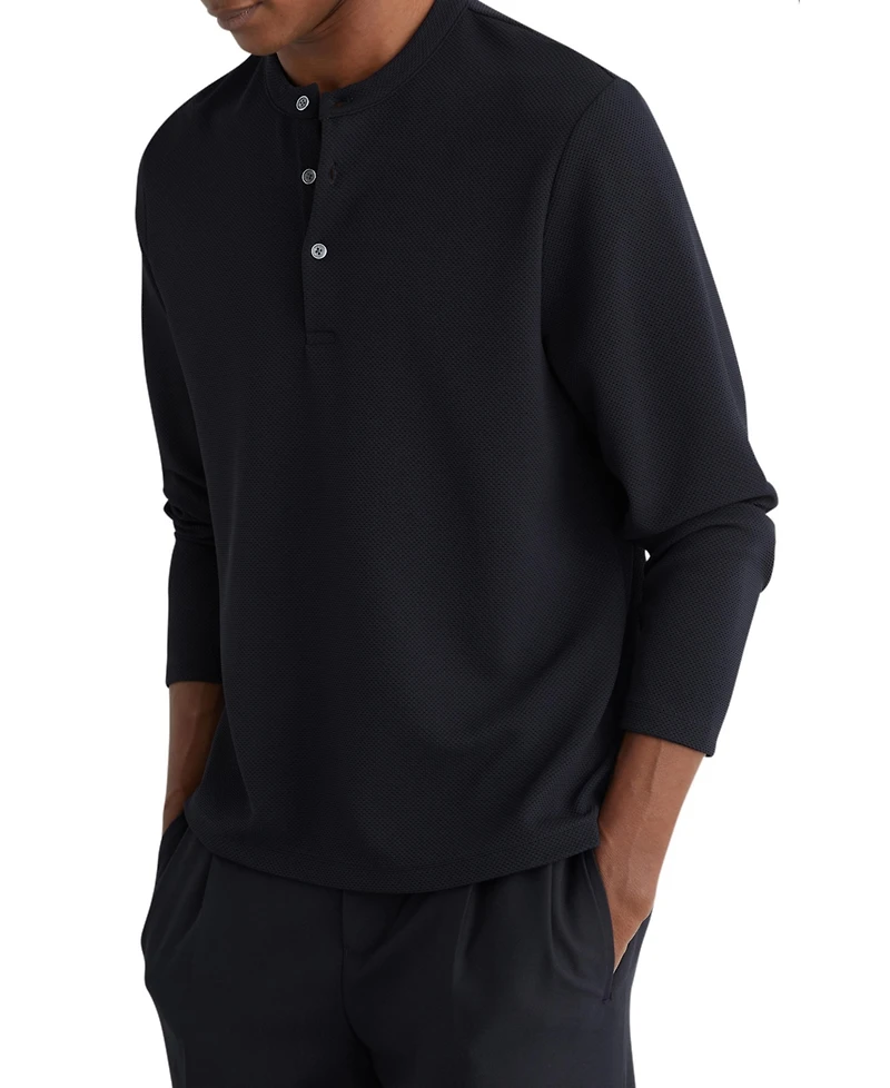 Reiss Men's Textured Long-Sleeve Henley T-Shirt