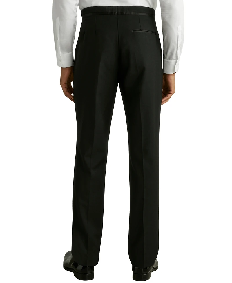 Reiss Men's Tailored-Fit Wool-Blend Tuxedo Pants