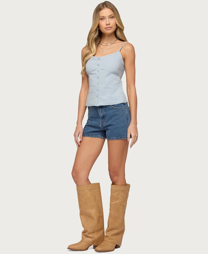 Edikted Women's Milena High Rise Denim Shorts