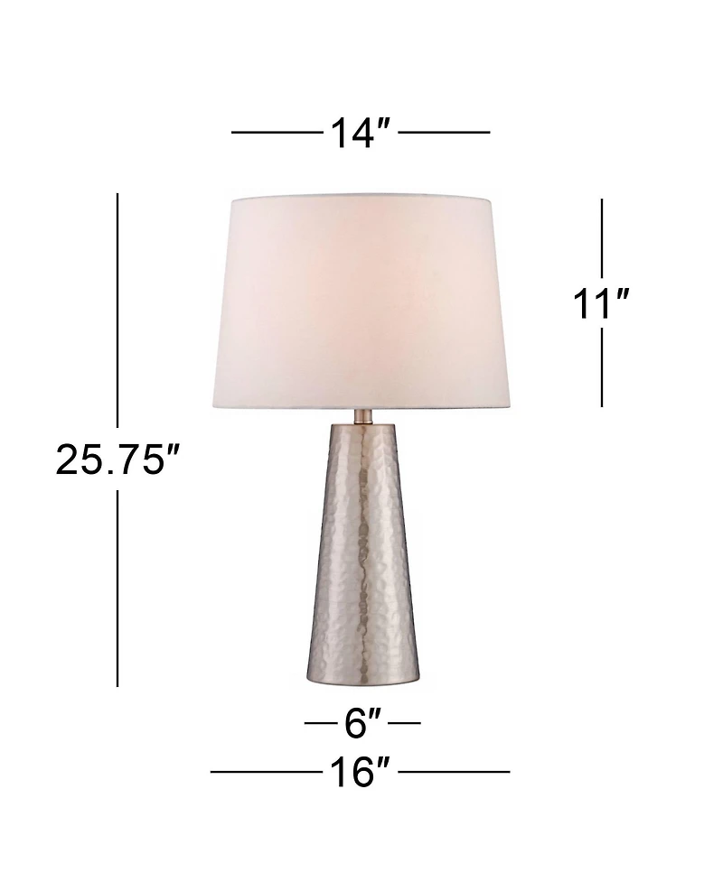 360 Lighting 27 1/2" Tall Cylinder Modern Table Lamps Set of 2 Leaf Finish Hammered Metal Living Room Bedroom Bedside