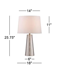 360 Lighting 27 1/2" Tall Cylinder Modern Table Lamps Set of 2 Leaf Finish Hammered Metal Living Room Bedroom Bedside
