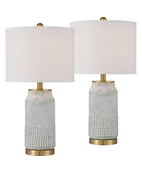 360 Lighting Holly 24 3/4" High Modern 3-Way Table Lamps Set of 2 Finish Ceramic Shade Living Room Bedroom Bedside