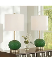 360 Lighting Maris 20" High Glass and Satin Brass Table Lamp Set with Dimmer