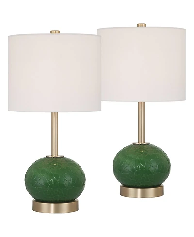 360 Lighting Maris 20" High Glass and Satin Brass Table Lamp Set with Dimmer
