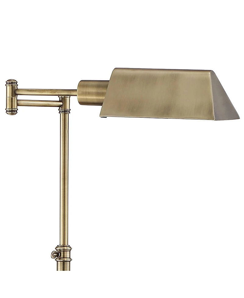 Regency Hill Jenson Traditional 54" Tall Pharmacy Floor Lamp with Smart Socket Aged Brass Adjustable Swing Arm for Living Room Reading House