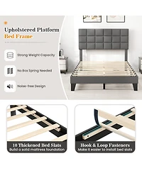 Gouun Modern Linen Bed Frame with Adjustable Headboard