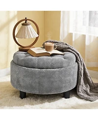 Rainsken 25" Round Storage Ottoman
