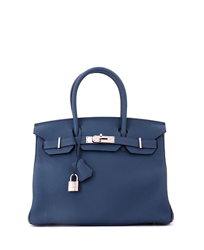 Pre-Owned HERMES Birkin 30 Handbag Blue Togo with Palladium Hardware