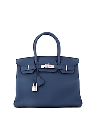 Pre-Owned HERMES Birkin 30 Handbag Blue Togo with Palladium Hardware