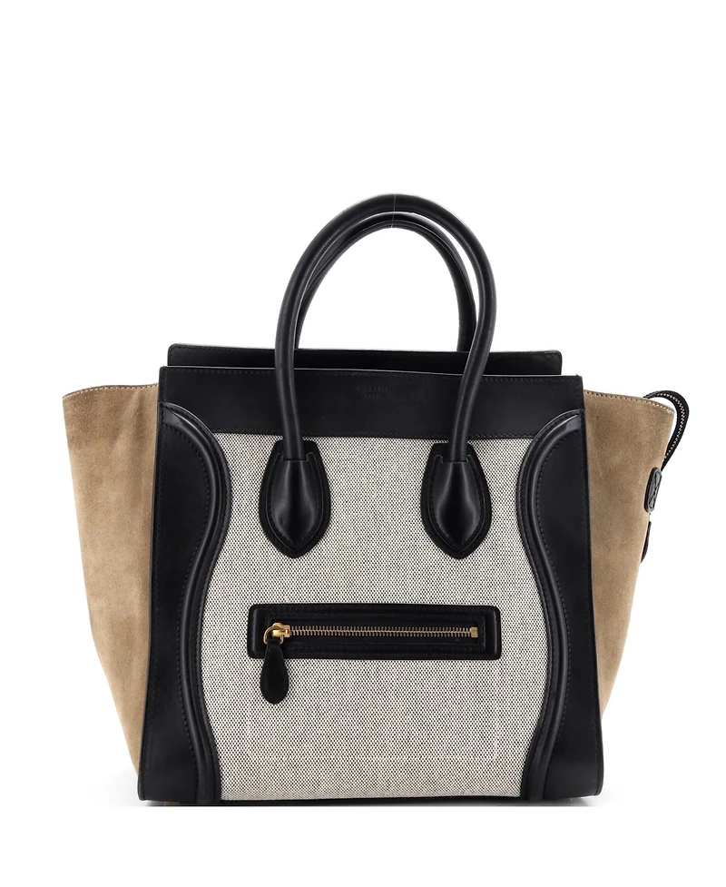 Pre-Owned Celine Micro Tricolor Luggage Bag Canvas and Leather