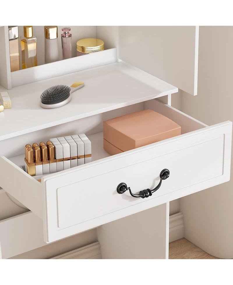 Flynama Durable Premium High Gloss Mirrored Nightstand with 2 Drawers Modern Bedroom End Table