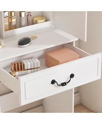 Flynama Durable Premium High Gloss Mirrored Nightstand with 2 Drawers Modern Bedroom End Table