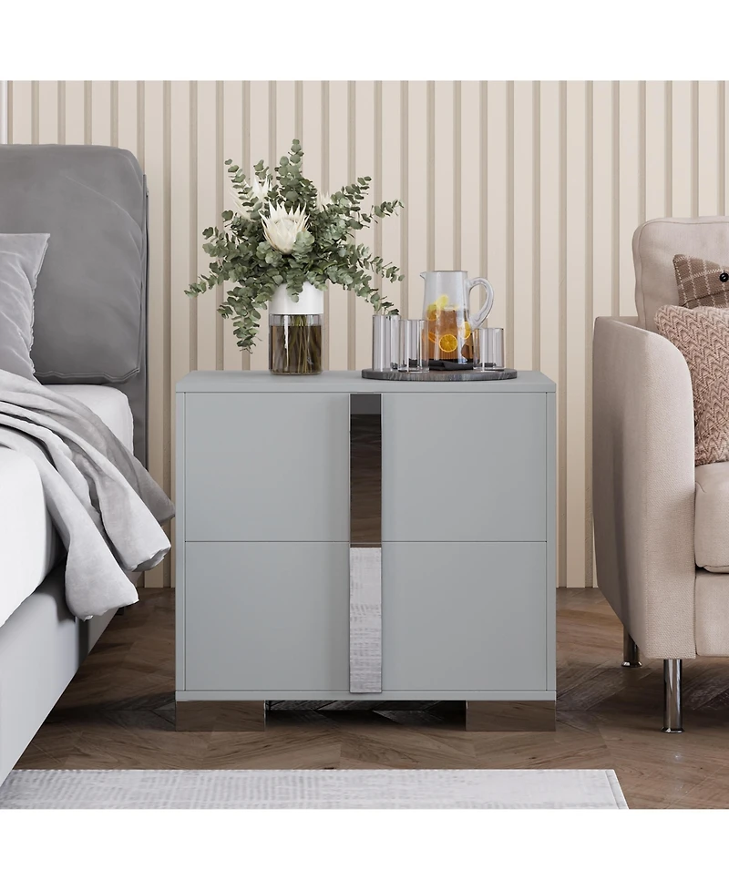Flynama Elegant Modern Wooden Nightstand with Storage Space Finish Bedside Table for Bedroom Living Room