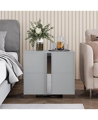 Flynama Elegant Modern Wooden Nightstand with Storage Space Finish Bedside Table for Bedroom Living Room