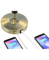 Possini Euro Design Wyndham 23" High Mid Century Modern Desk Lamp Dual Usb Ports Metal Glass Dome Shade Home Office Charging