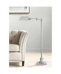 Regency Hill Jenson Traditional 54" Tall Pharmacy Floor Lamp with Smart Socket Brushed Nickel Adjustable Swing Arm for Living Room Reading
