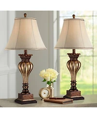 Regency Hill Senardo 30" Tall Floral Vase Large Traditional End Table Lamps Set of 2 Shade Living Room Bedroom