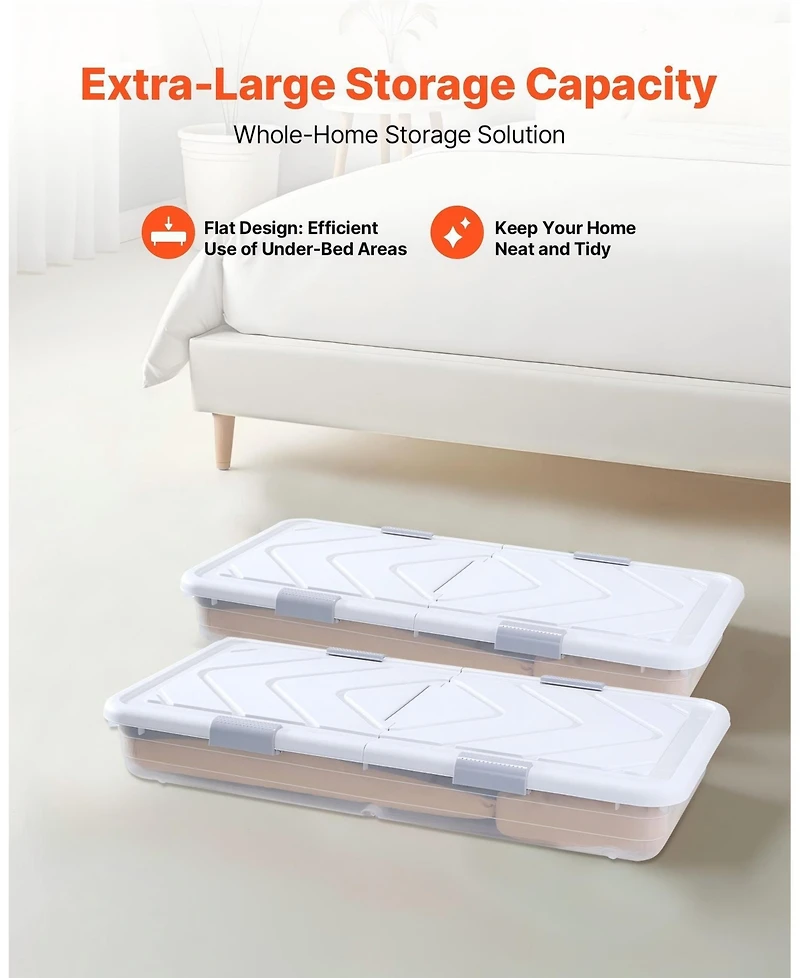 Gouun Rolling Under Bed Storage Bins with Lid 2 Pack