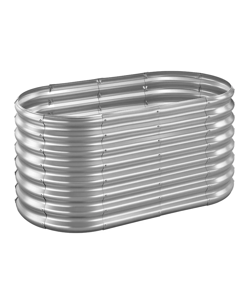 Gouun Oval Metal Raised Garden Bed, Galvanized Planter Box with Open Bottom